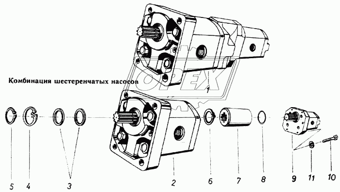 Комбинация шестеренчатых насосов