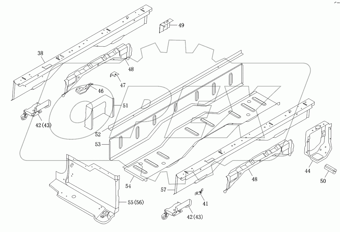 Пол 2-рядной кабины
