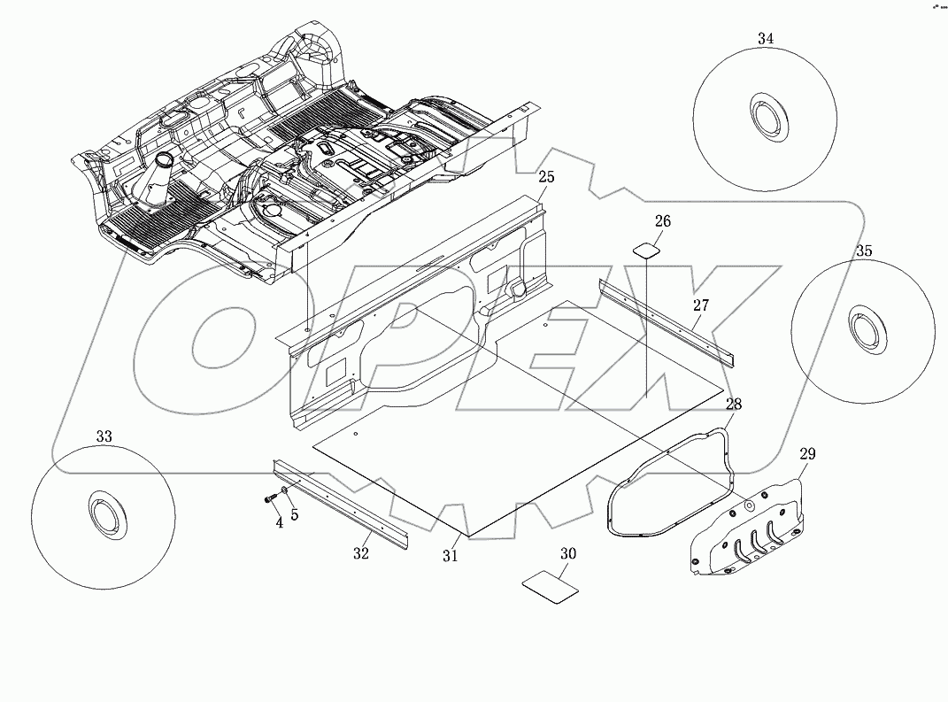 Панели пола 2-рядной кабины