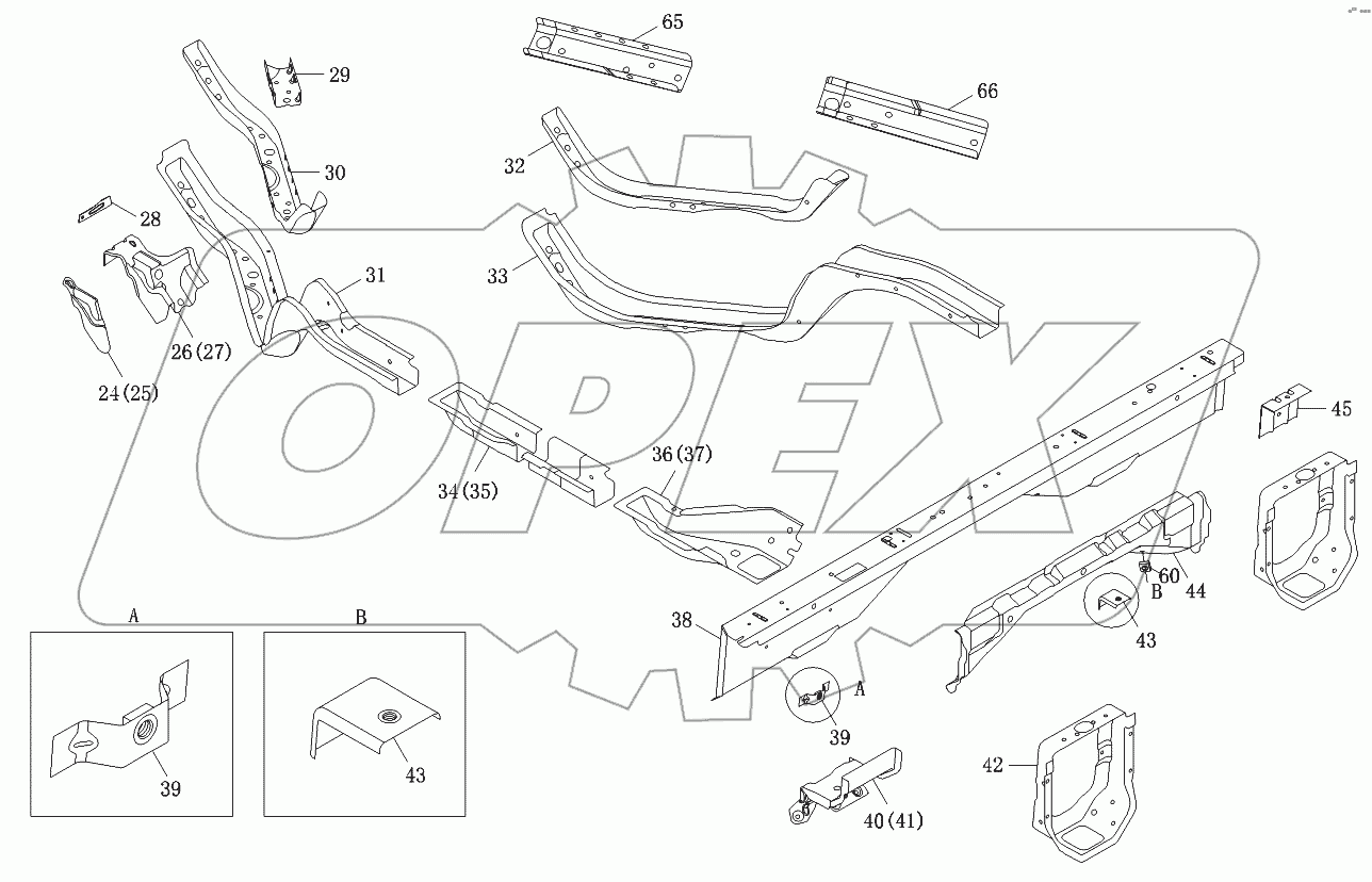 Пол 1,5-рядной кабины