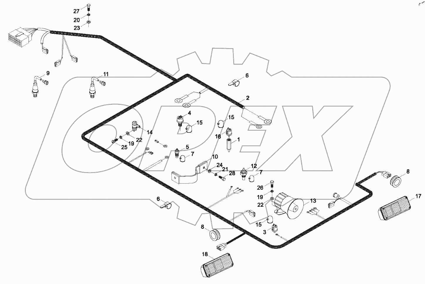  9B650-64A000000A0 Rear chassis electrical circuit