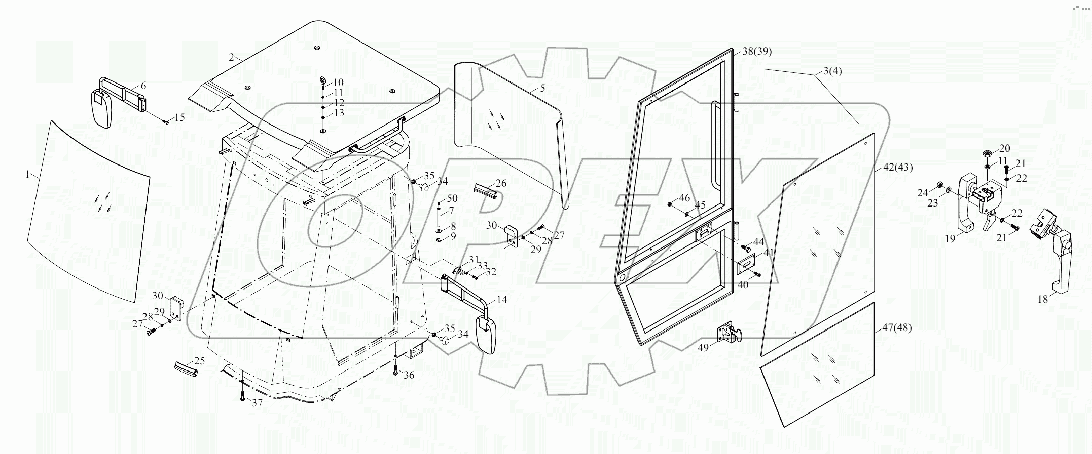  9D650-45A030000B0 Cab exterior mountings assembly