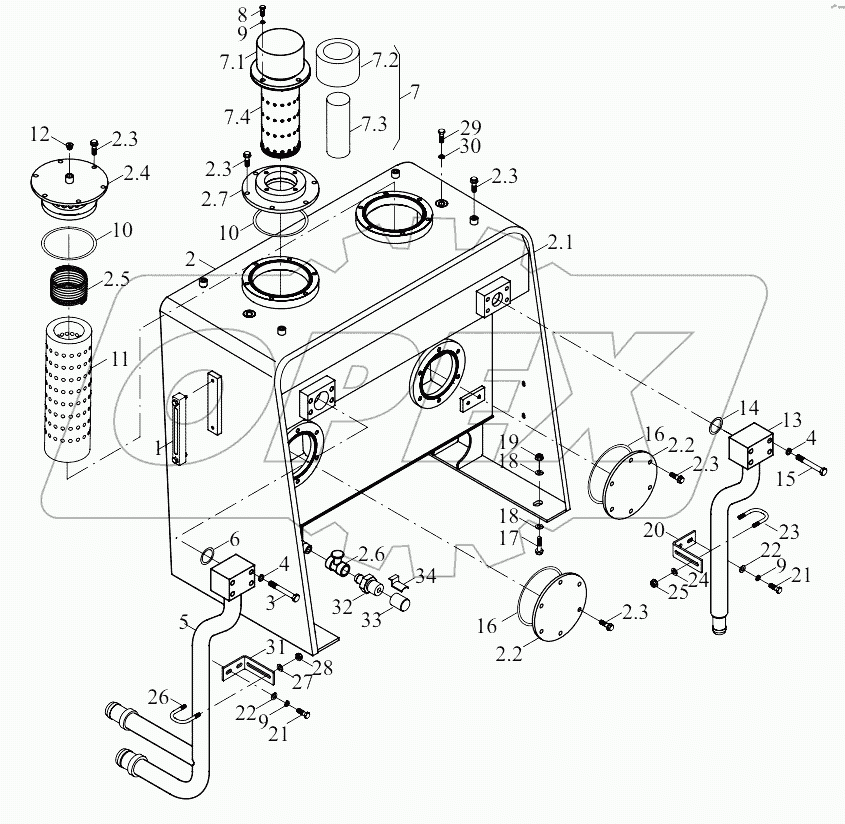  9D550-58D000000A0 Hydraulic oil tank