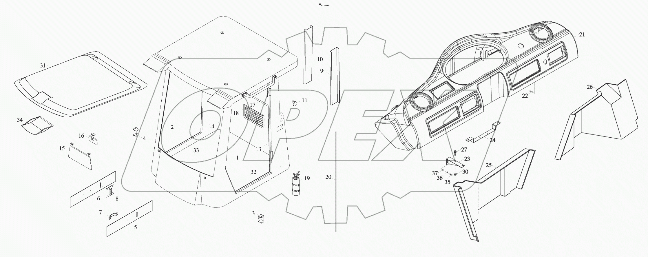  9D650-45A020000A0 Cab upholstery assembly