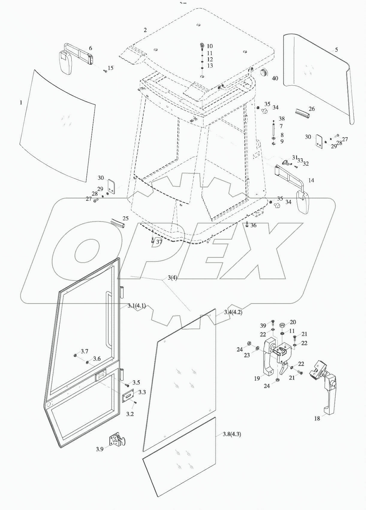  9D650-45A030000B0 Cab exterior mountings assembly