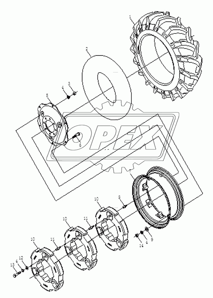 Rear Driving Wheel and Rear Ballast Assembly