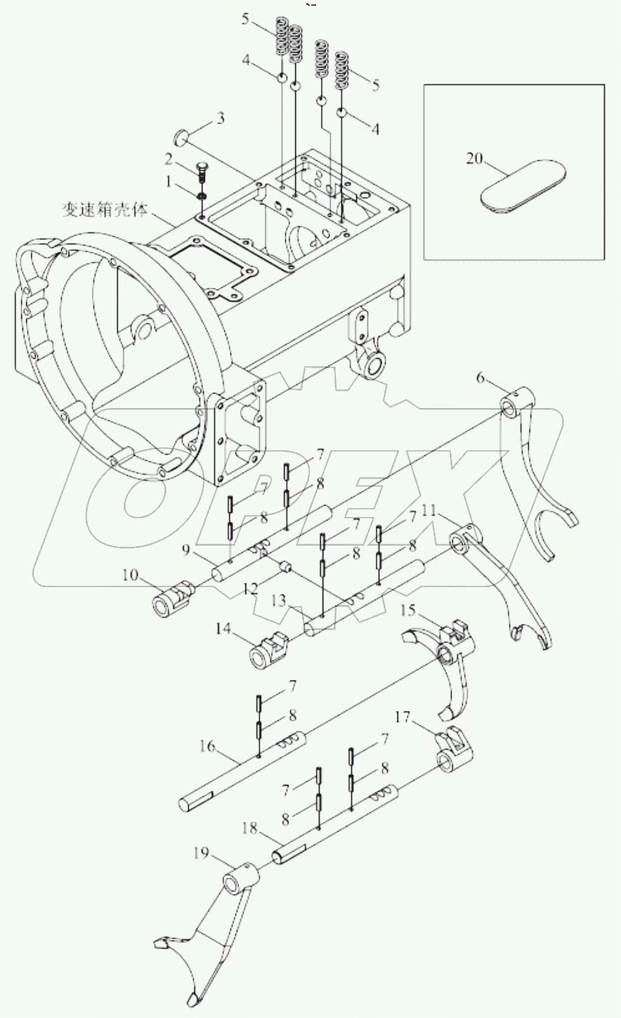  TB450.374C GEARBOX CONTROL MECHANISM ASSEMBLY-1