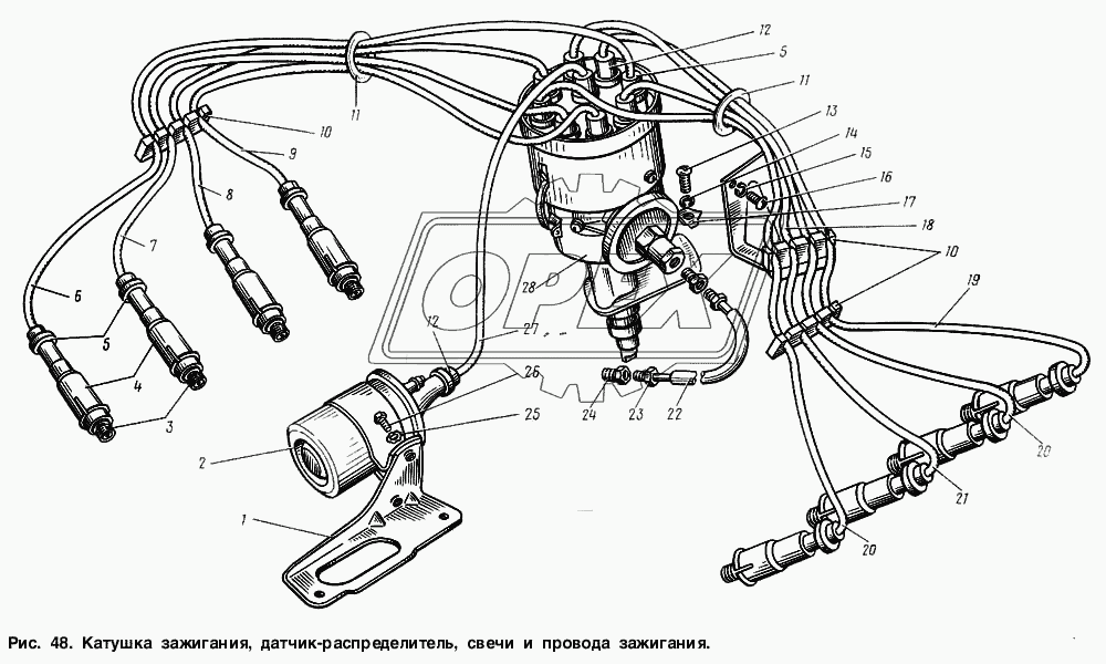 Катушка зажигания, датчик-распределитель, свечи и провода зажигания