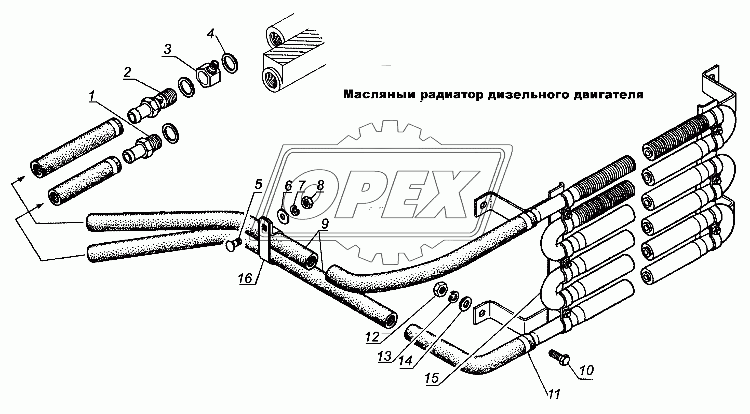 Масляный радиатор дизельного двигателя