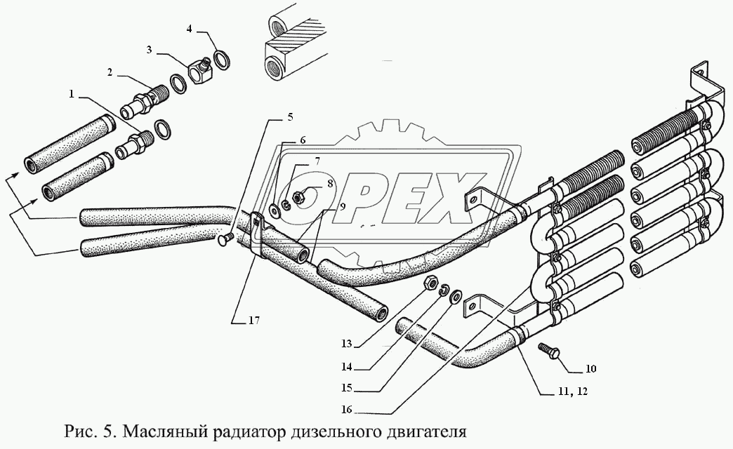 Масляный радиатор дизельного двигателя