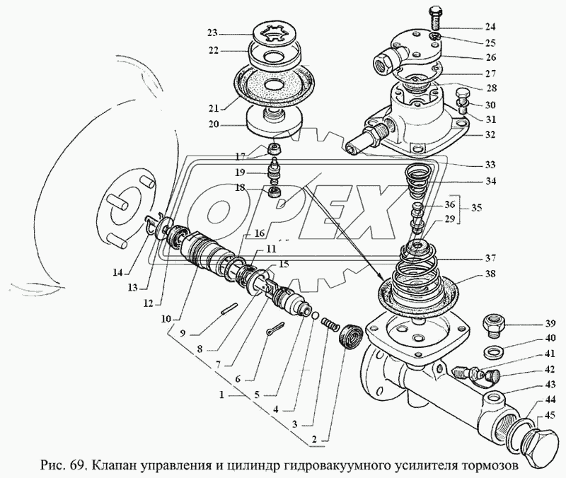 Клапан управления и цилиндр гидровакуумного усилителя тормозов