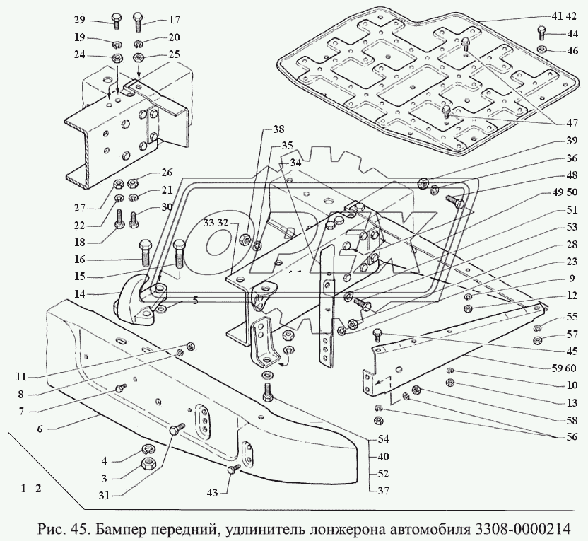 Бампер передний, удлинитель лонжерона автомобиля 3308-0000214