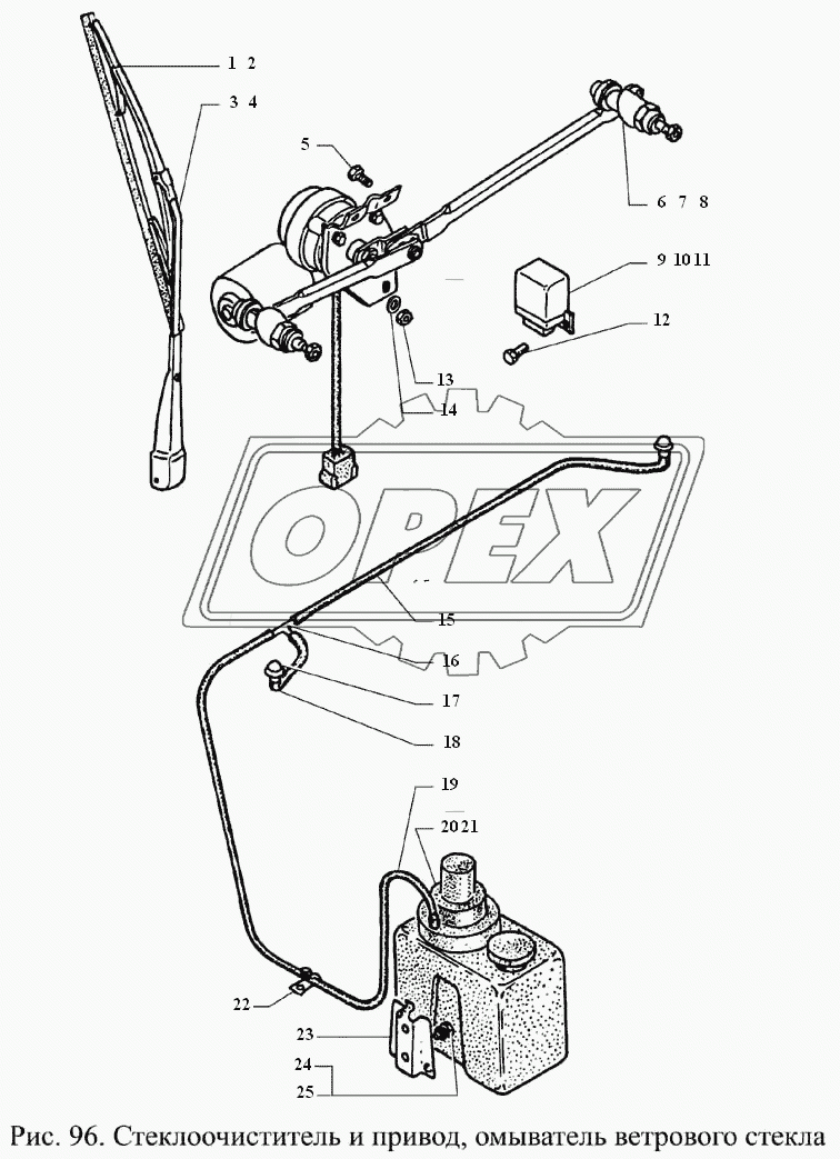 Стеклоочиститель и привод, омыватель ветрового стекла