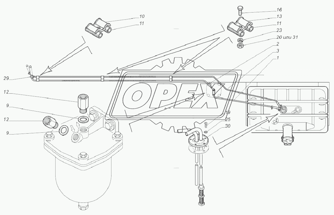 33081-1104001. Установка топливопроводов