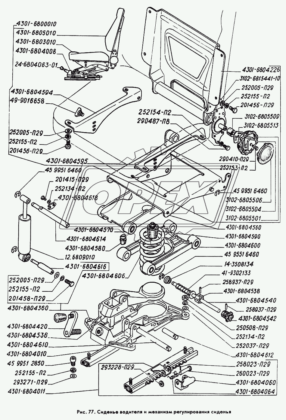 Сиденье водителя и механизм регулирования сиденья
