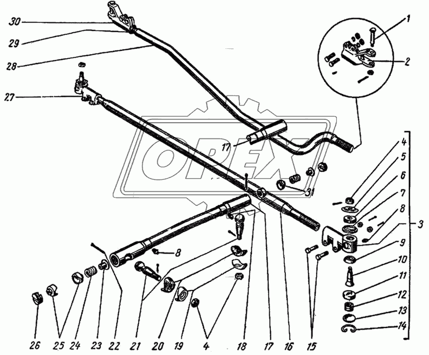 Поперечная рулевая тяга переднего моста