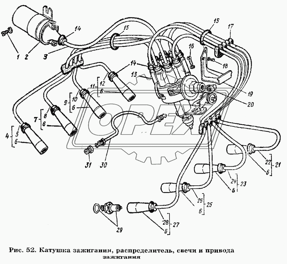 Катушка зажигания, распределитель, свечи привода зажигания