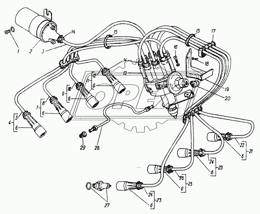 Катушка зажигания, распределитель, свечи и провода зажигания