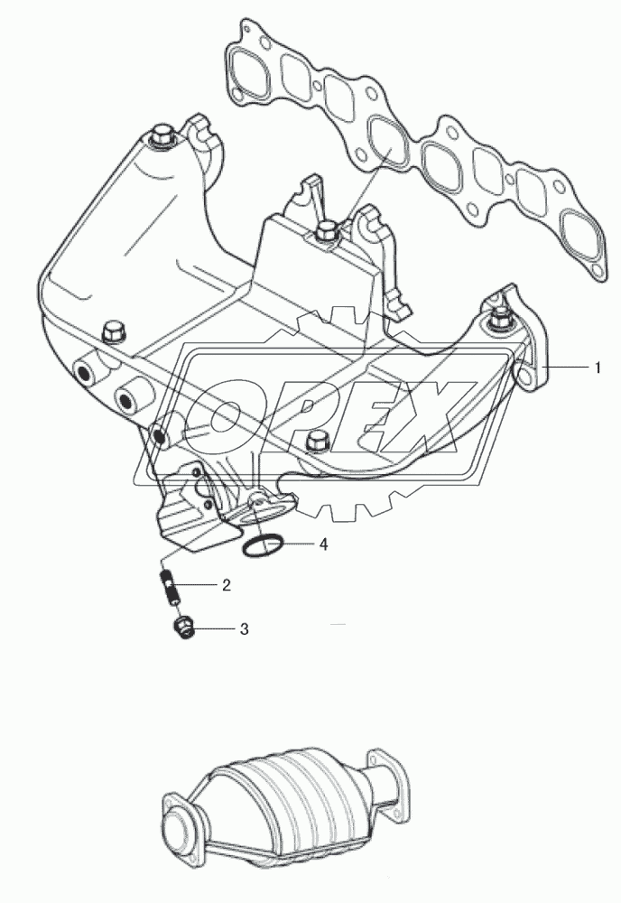 Multi point electric injection gasoline engine exhaust system