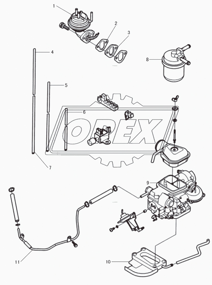 Carburetor gasoline engine fuel feeding system