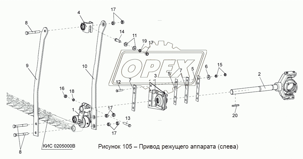 Привод режущего аппарата (слева)