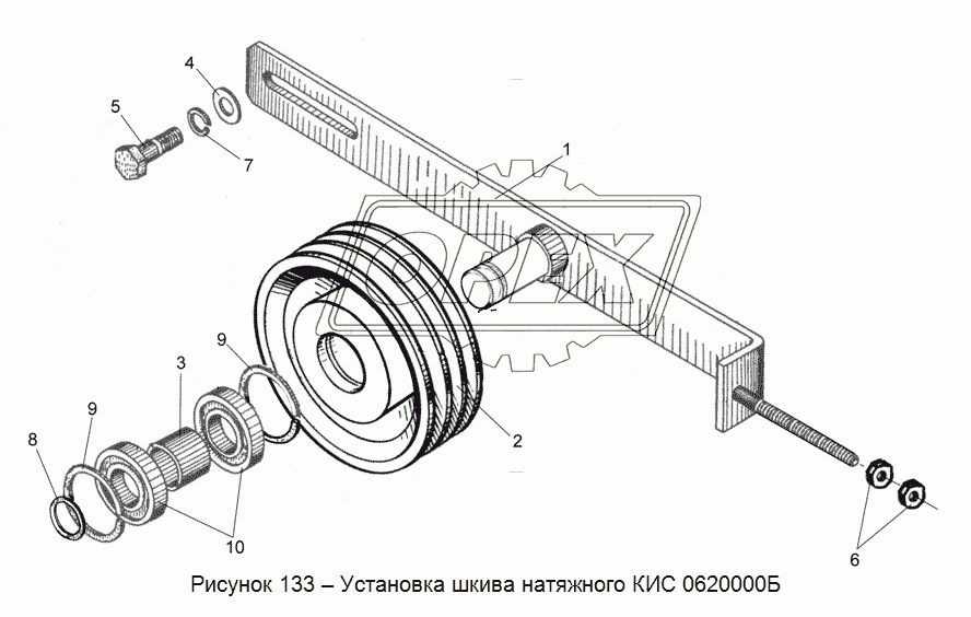 Установка шкива натяжного КИС 0620000Б