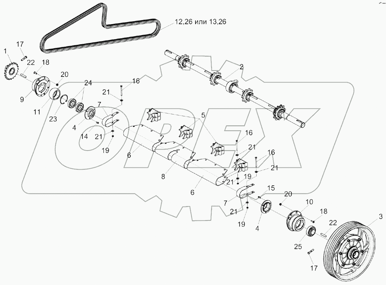 Установка вала верхнего КЗК-12-1823000