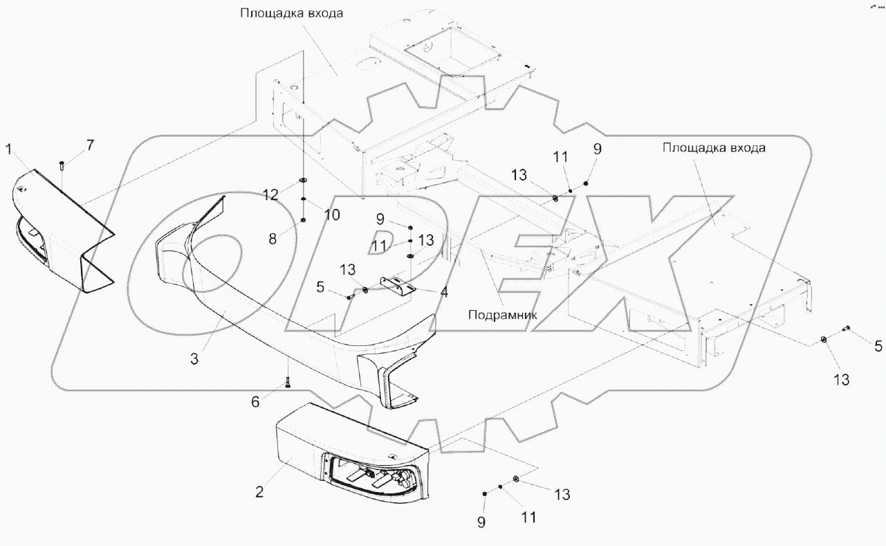Установка бампера КЗК-12А-1-0132000