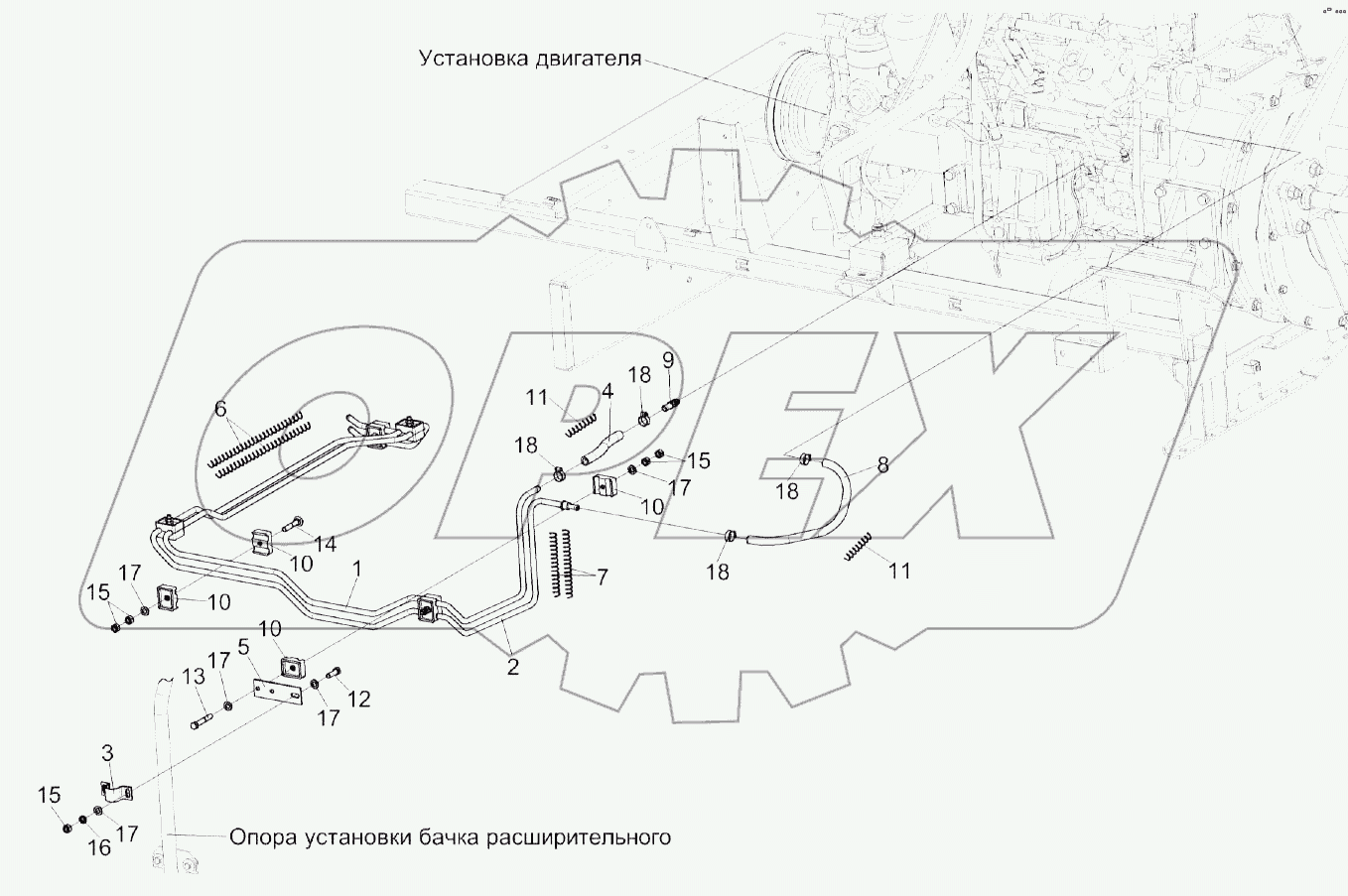 Установка топливопроводов КЗК-12А-10-1-0126100