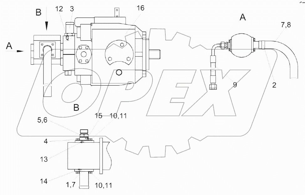 Установка гидронасосов КЗК-12-0601610