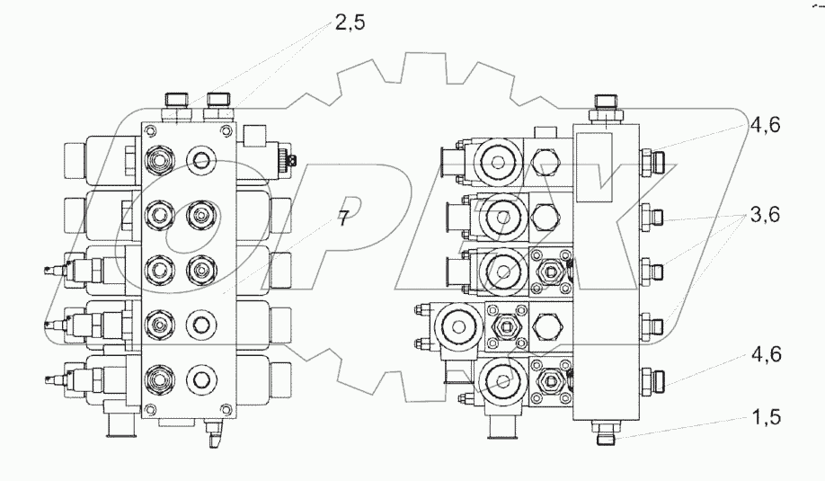 Гидроблок пятисекционный КЗК-12А-1-0602330