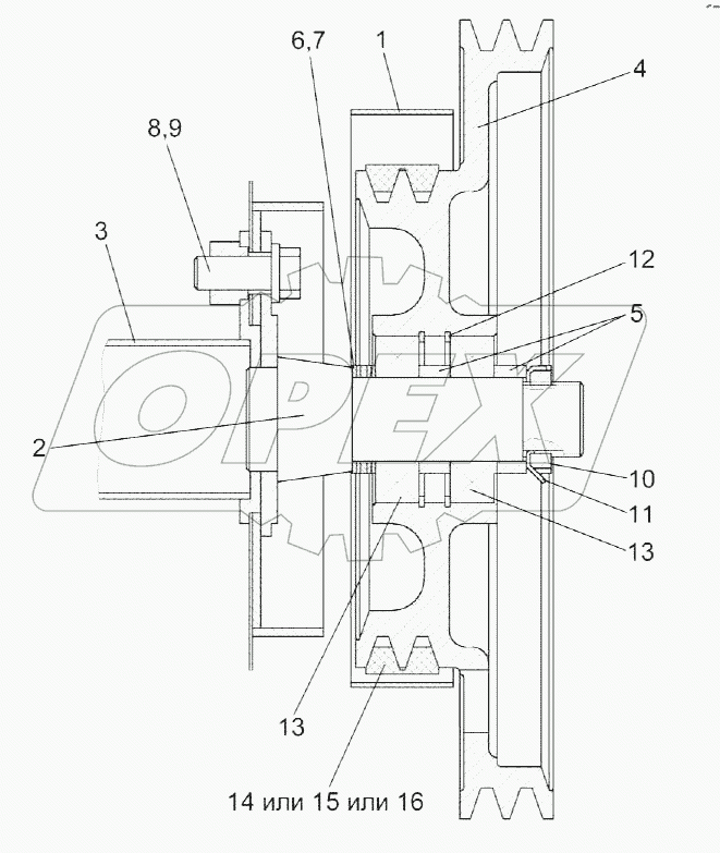 Установка шкива КЗК-12-0202810