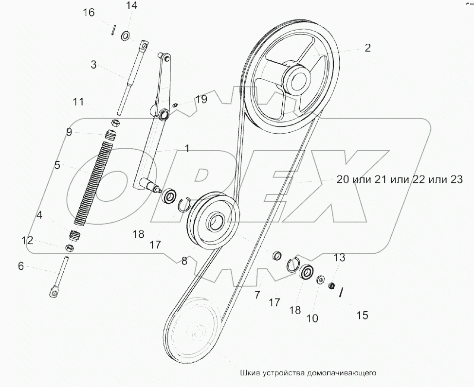 Установка привода устройства домолачивающего
