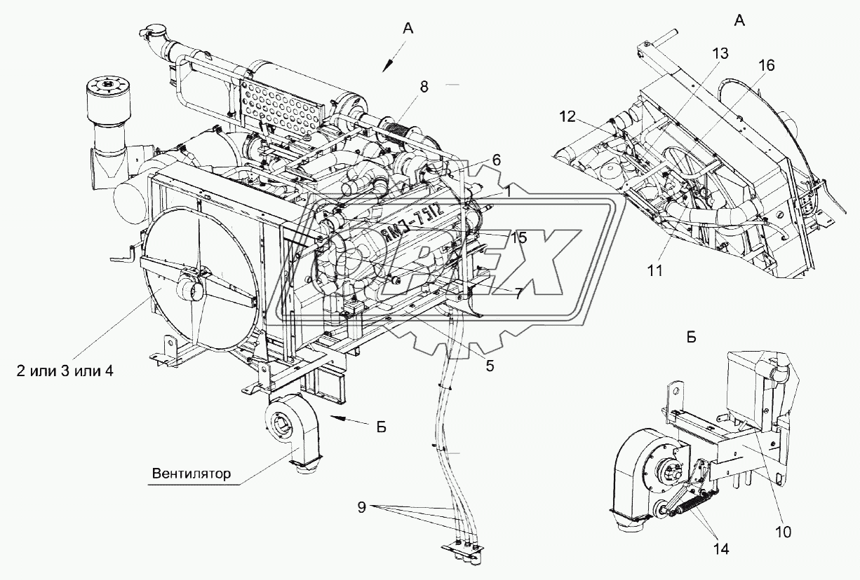 Установка двигателя КЗК-12-3-0106000-01 (лист 2)