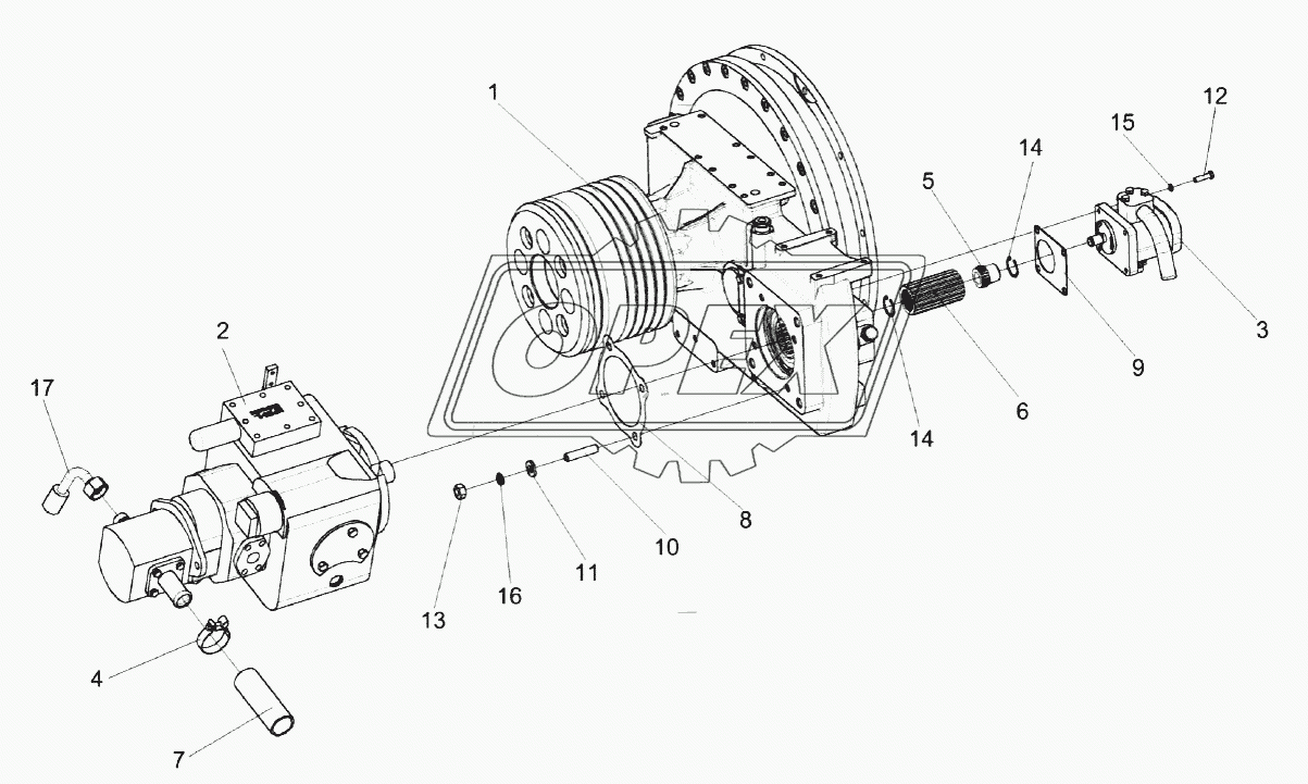 Установка гидронасосов КЗК-12-3-0106750