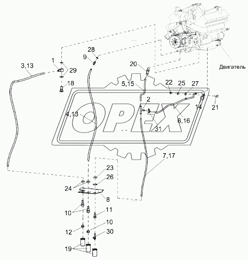 Установка сливных рукавов КЗК-12-3-0106490