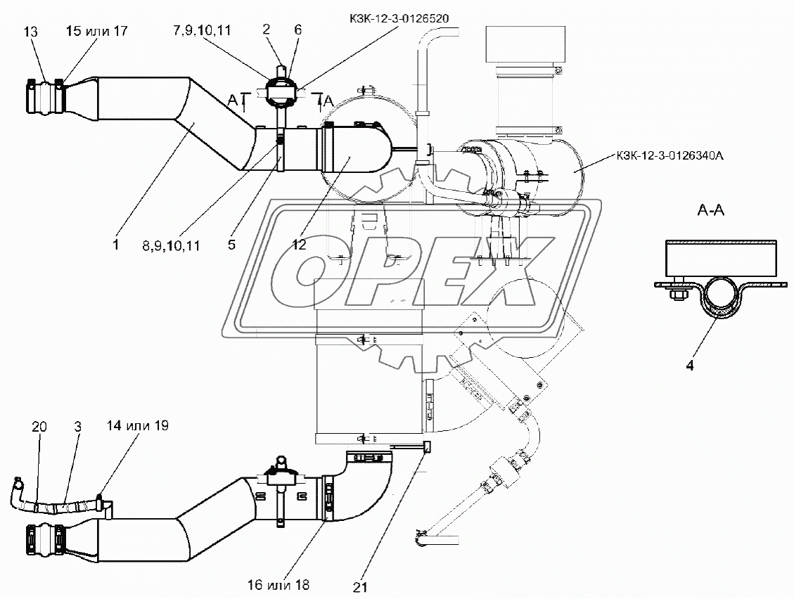 Установка трубы воздушной КЗК-12-3-0126350А