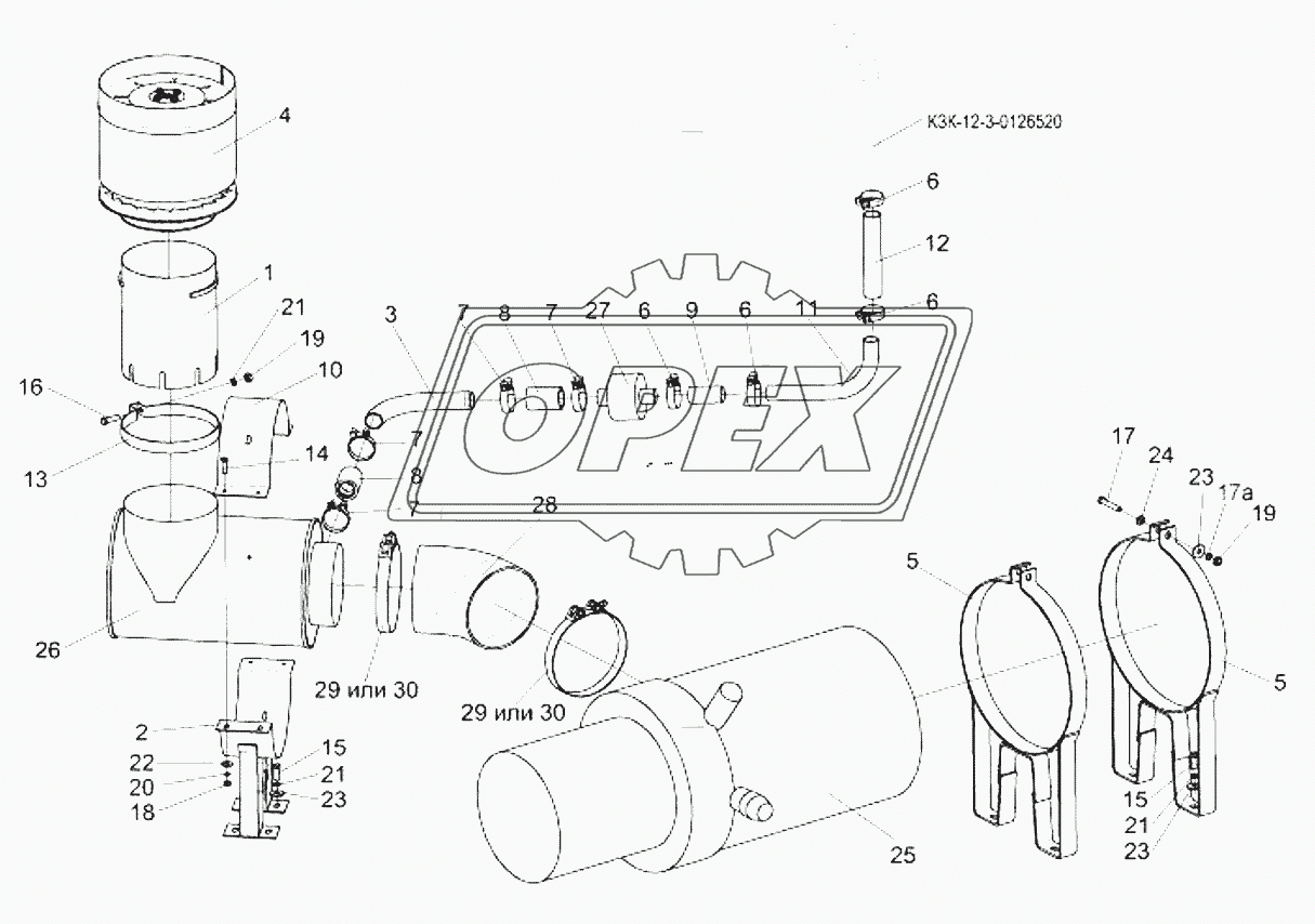 Установка фильтра воздушного КЗК-12-3-0126340А