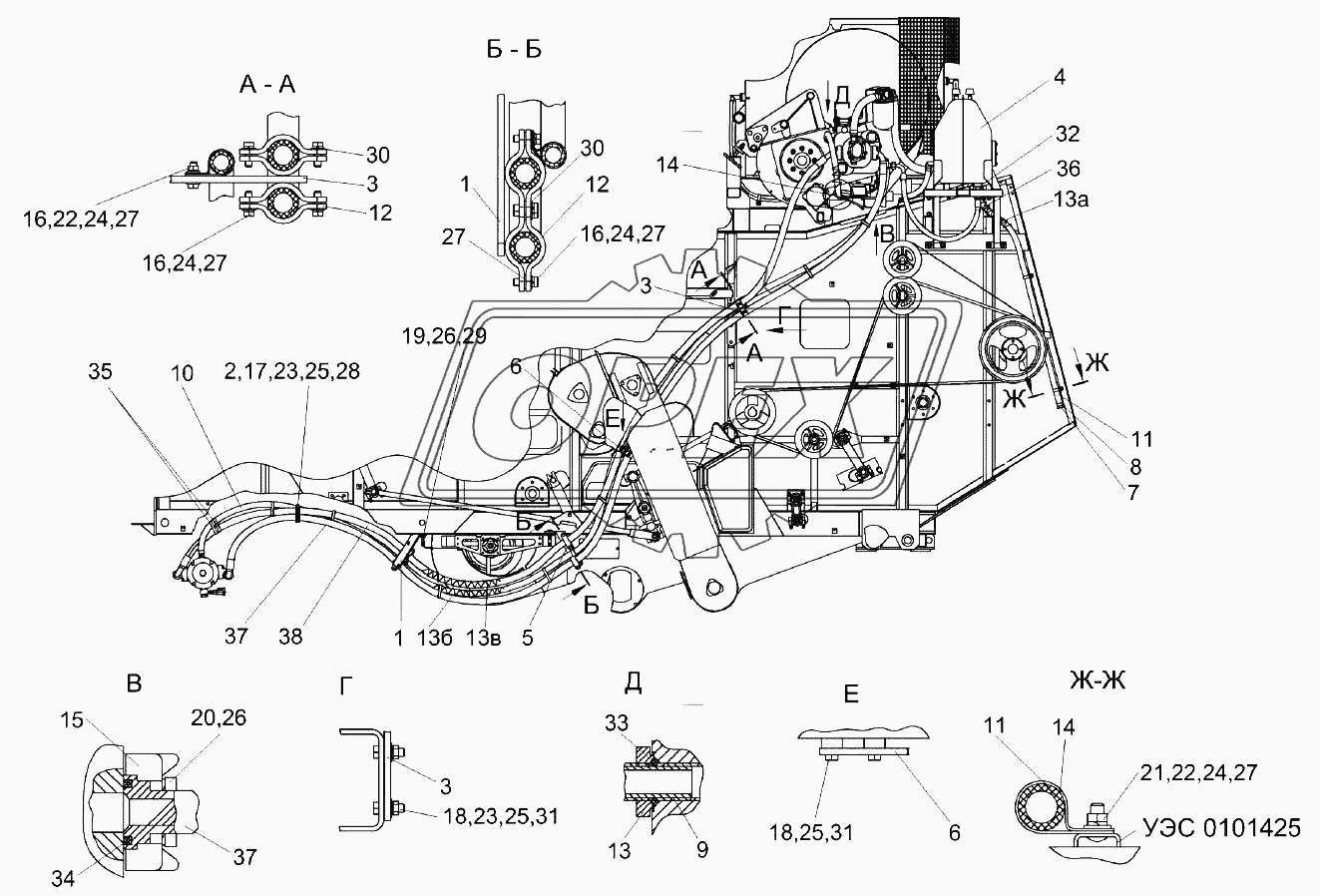 Гидросистема привода ходовой части КЗК-12-0601000Б (лист 1)