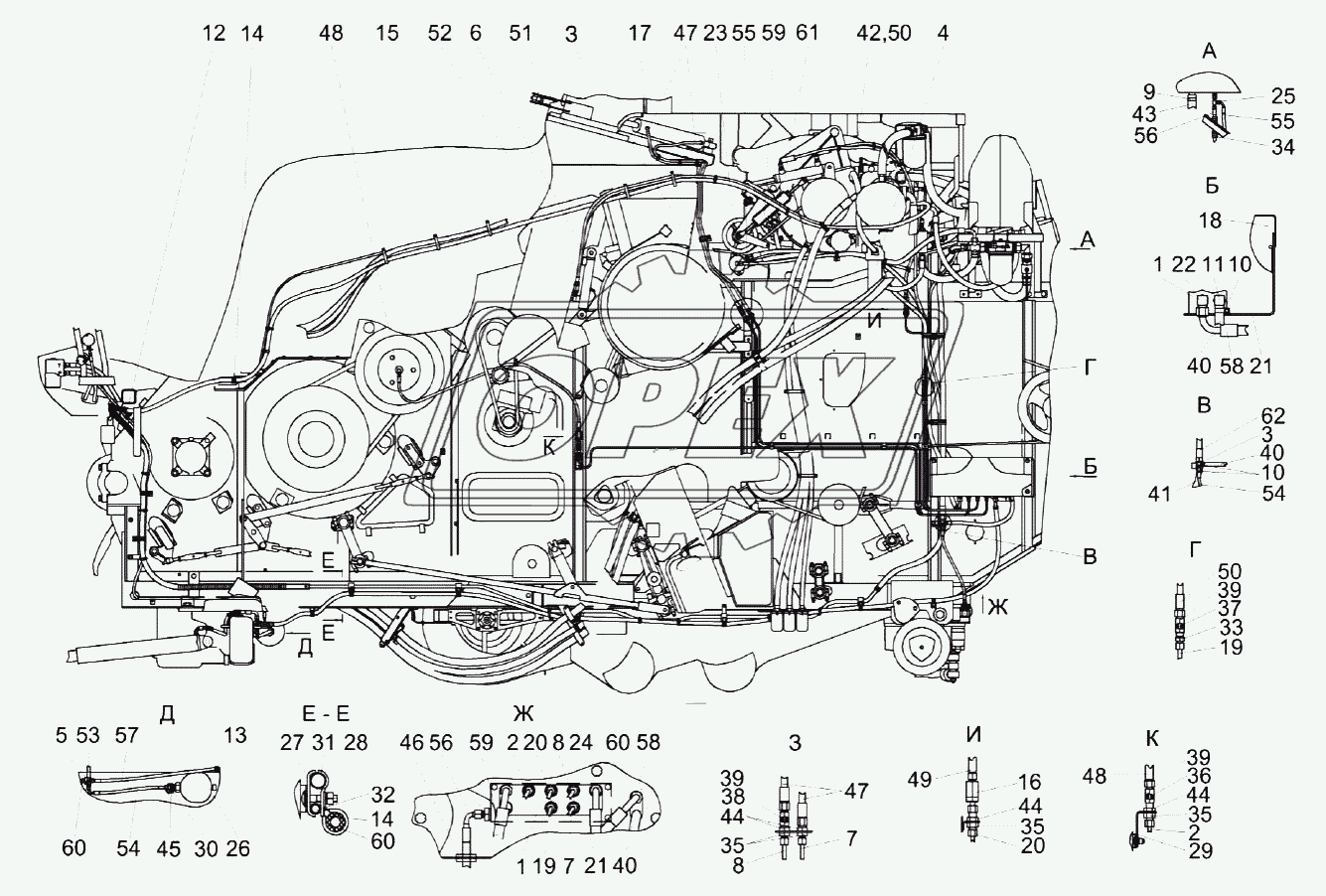 Гидросистема рабочих органов и рулевого управления КЗК-12А-1-0602000А (лист 2)
