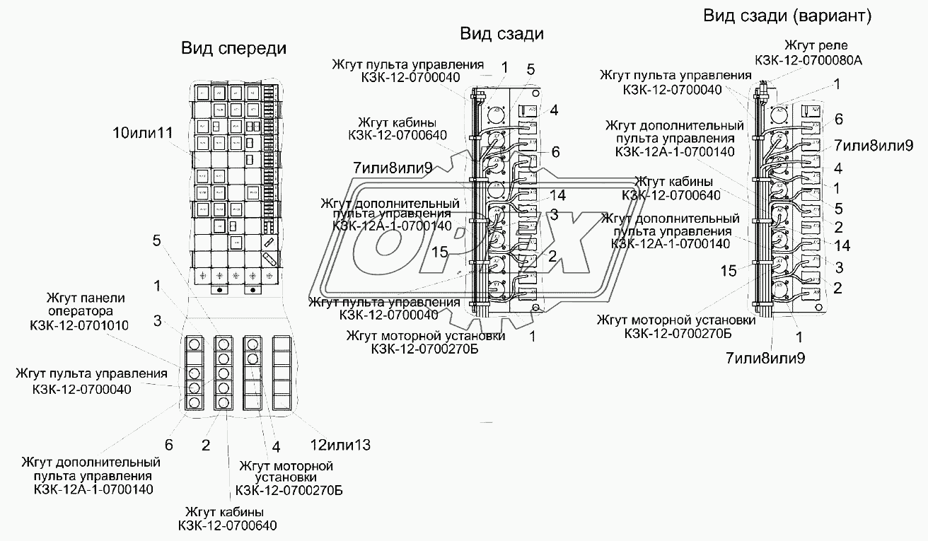 Установка электрооборудования молотилки КЗК-12А-1-0721000А (шкаф электрический)