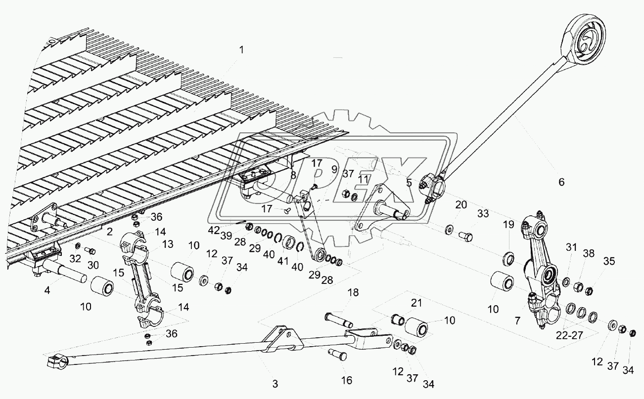 Установка привода доски стрясной КЗК-12-0280200 (вид слева)