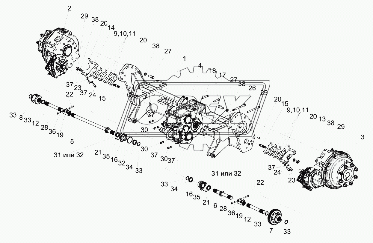 Мост ведущих колес КЗК-12-0107500