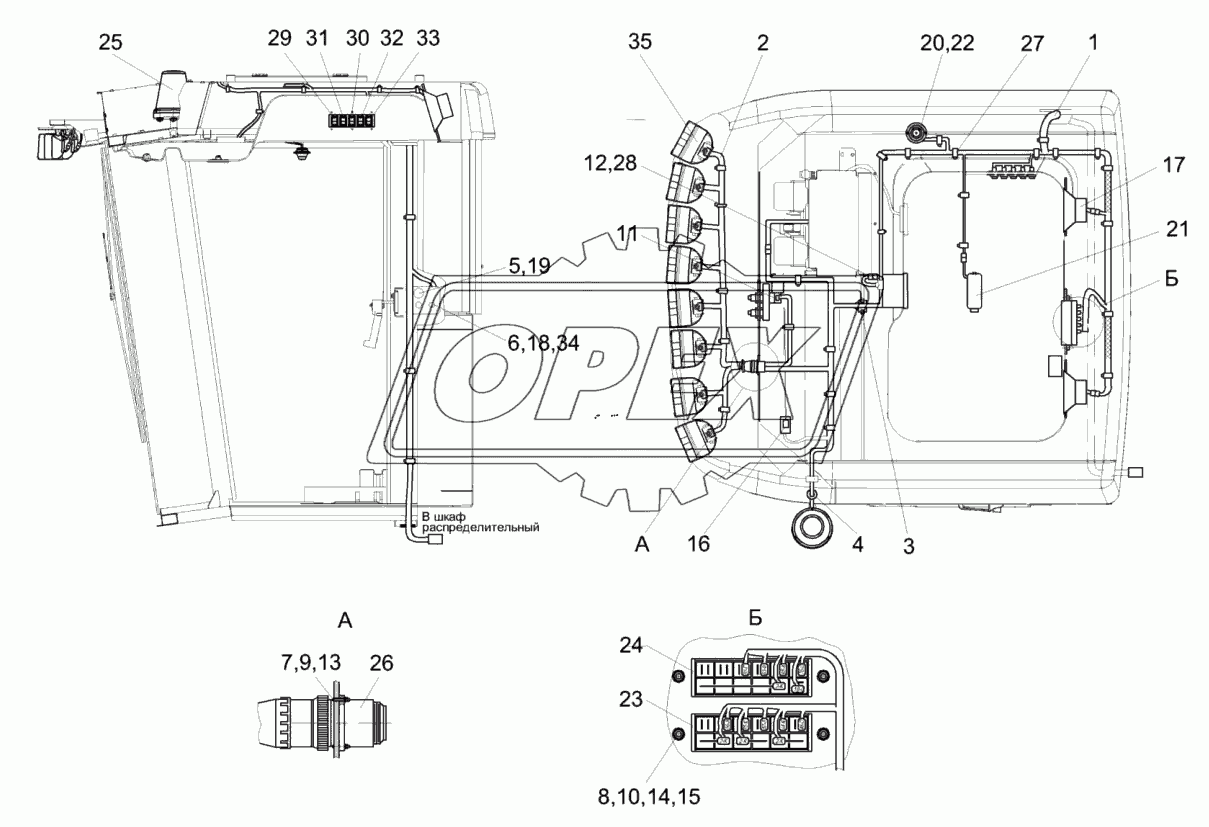 Установка электрооборудования кабины КЗК-1420-0722000