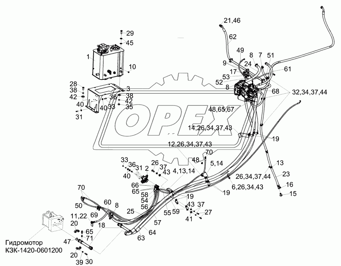 Гидросистема привода ходовой части КЗК-1420-0601000