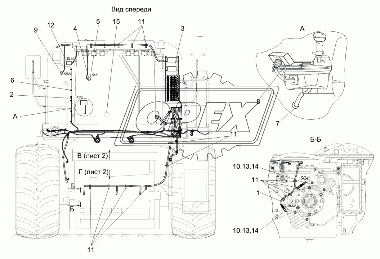 Установка электрооборудования молотилки КЗК-1420-0721000