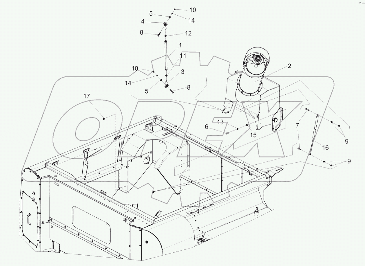 Бункер. Установка шнека загрузки КЗК-14-0216000