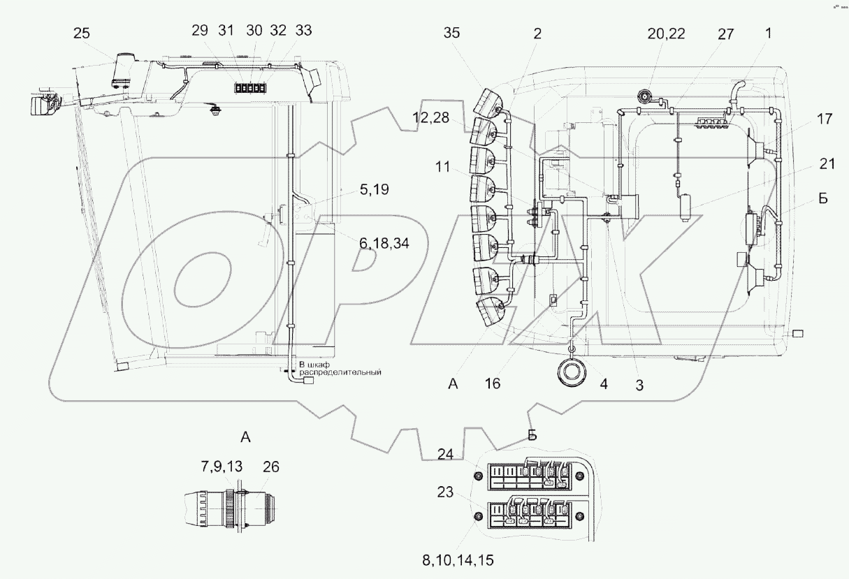 Установка электрооборудования кабины КЗК-1420-0722000