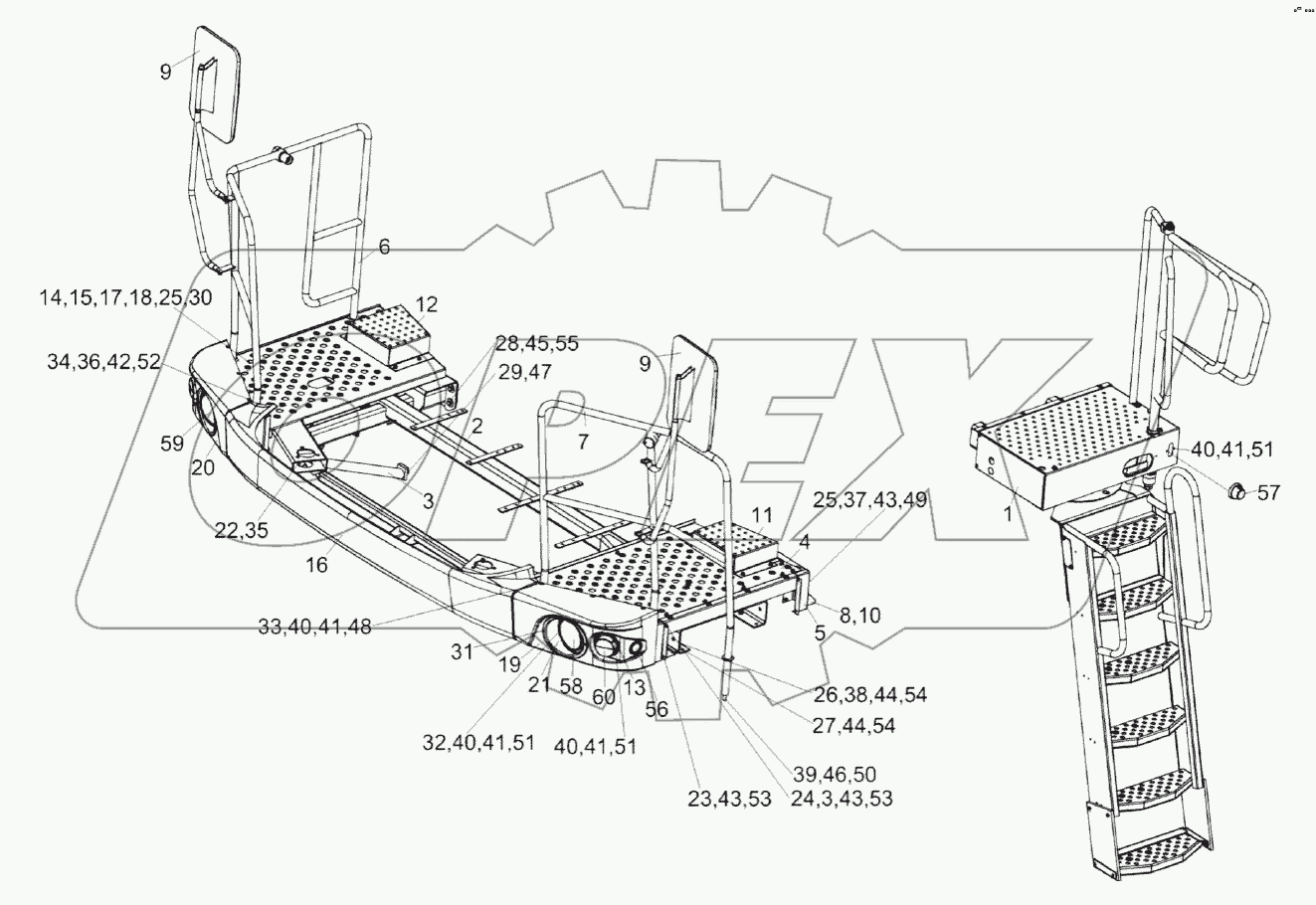 Установка подрамника кабины КЗК-14-0133000А
