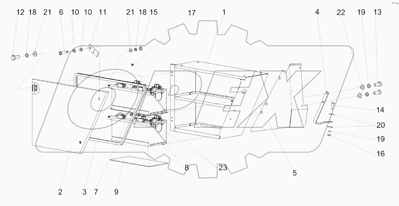 Установка ящика аккумуляторного КЗК-14-0129000